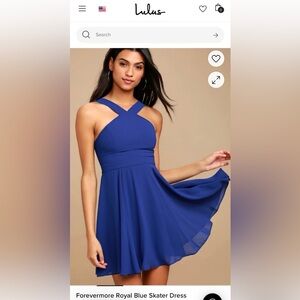 NWT Lulu’s Forevermore Royal Blue Skater Dress in Cobalt size Small